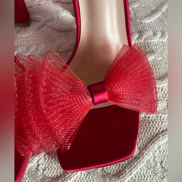 NEW! Top Moda Red Agatha Bow Style Rhinestone Ankle Strap Women’s 6.5 - Picture 6 of 16